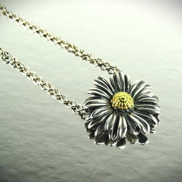LAGOS HTF Daisy Collection Sterling Silver 750K Yellow Gold Pendant Necklace - Picture 2 of 10